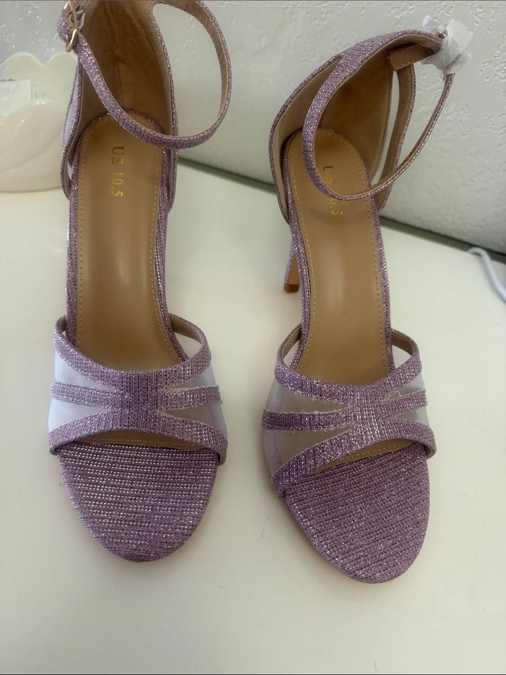 Shimmering Pink Ankle-Strap Stiletto Sandal